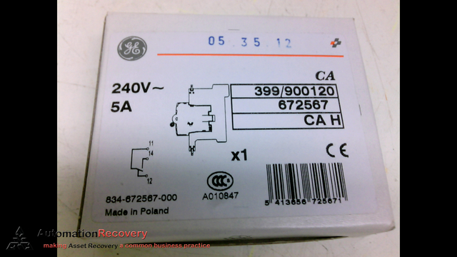 PACK OF 5 GENERAL ELECTRIC CA H AUXILIARY SWITCH 240V 5A 672567 #201756 